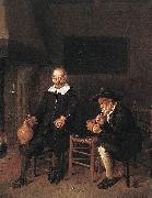 Quirijn van Brekelenkam Interior with a smoking and a drinking man by a fire. Germany oil painting artist